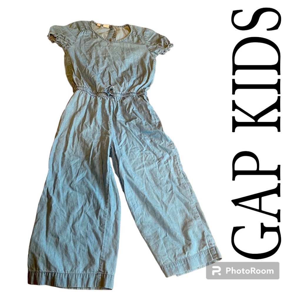 L GAP kids light washed denim jumpsuit
